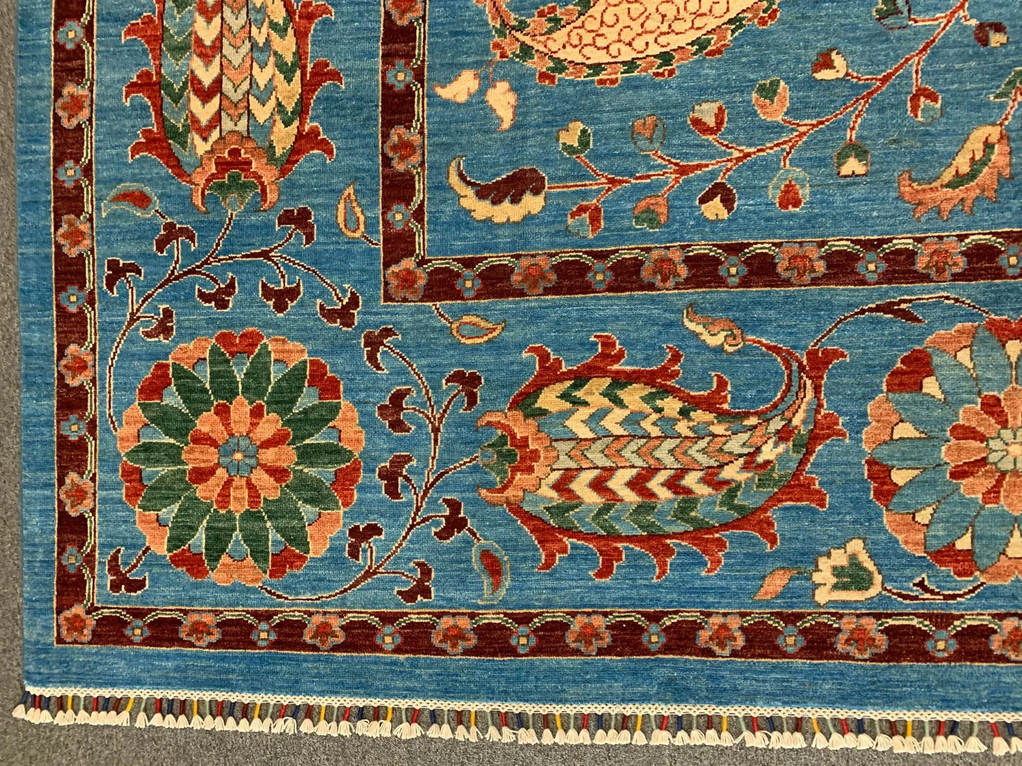 Mint Blue 9X12 Suzani Handmade Wool Rug # 11250