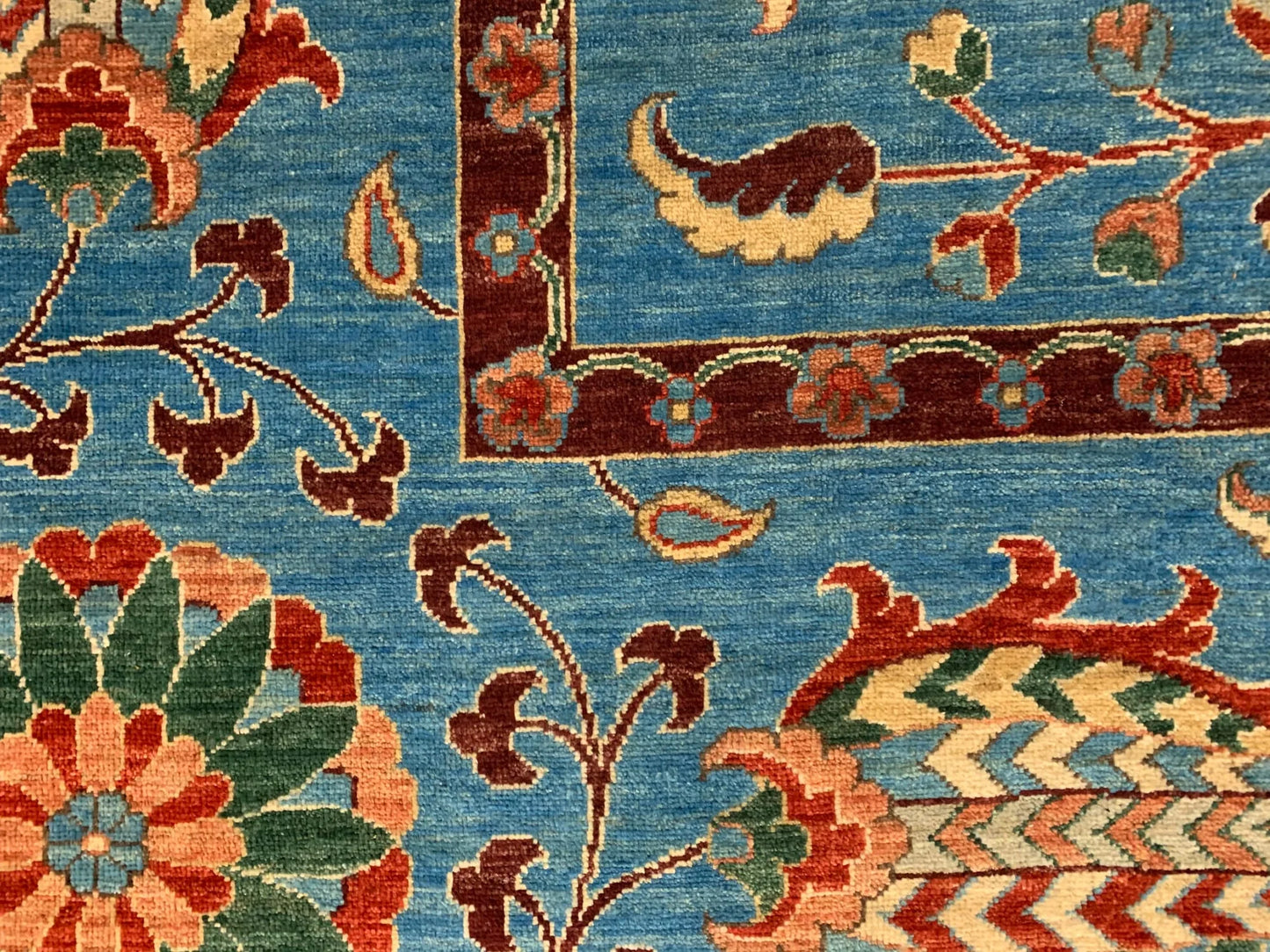Mint Blue 9X12 Suzani Handmade Wool Rug # 11250
