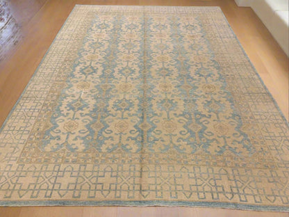 Light Blue Oushak 10X14 Handmade Wool Rug # 10883