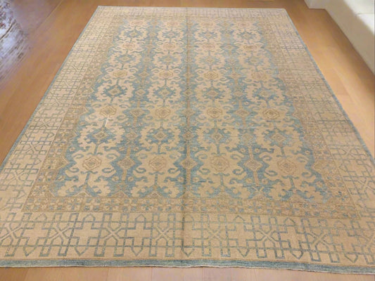 Light Blue Oushak 10X14 Handmade Wool Rug # 10883