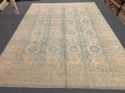 Light Blue Oushak 10X14 Handmade Wool Rug # 10883