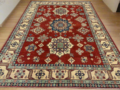 Red/Blue Kazak 10X14 Handmade Wool Rug # 10370