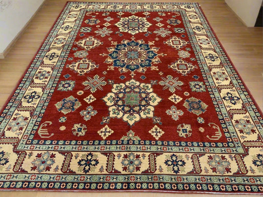 Red/Blue Kazak 10X14 Handmade Wool Rug # 10370