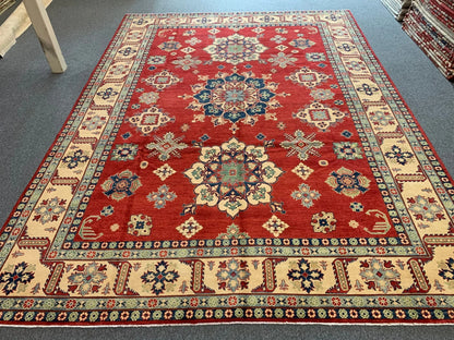 Red/Blue Kazak 10X14 Handmade Wool Rug # 10370