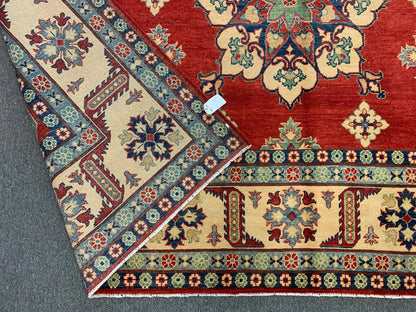Red/Blue Kazak 10X14 Handmade Wool Rug # 10370