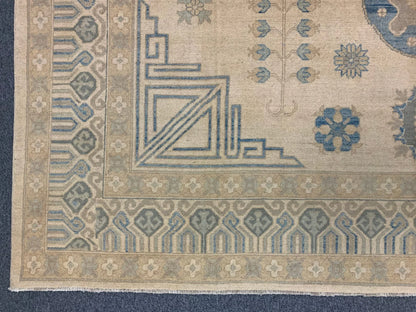 Ivory/Gold Oushak 9X12 Handmade Wool Rug # 11164