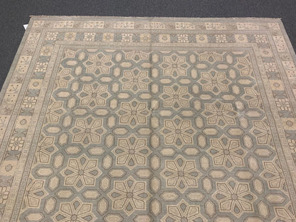 Soft Light Blue Oushak 9X12 Handmade Wool Rug # 11584