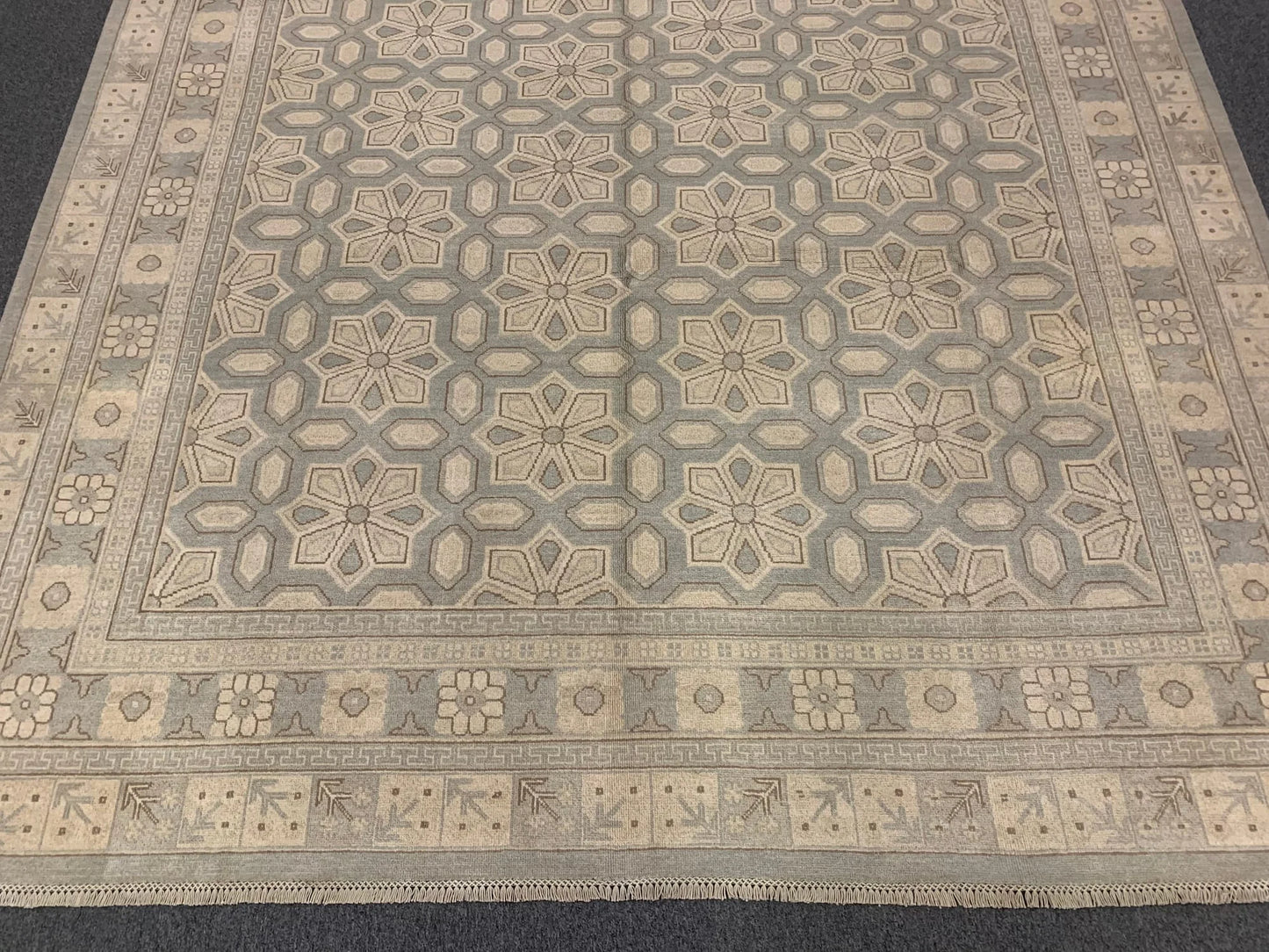 Soft Light Blue Oushak 9X12 Handmade Wool Rug # 11584