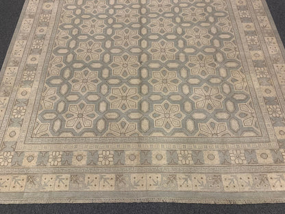 Soft Light Blue Oushak 9X12 Handmade Wool Rug # 11584