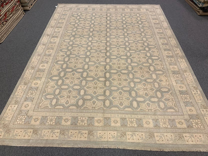 Soft Light Blue Oushak 9X12 Handmade Wool Rug # 11584