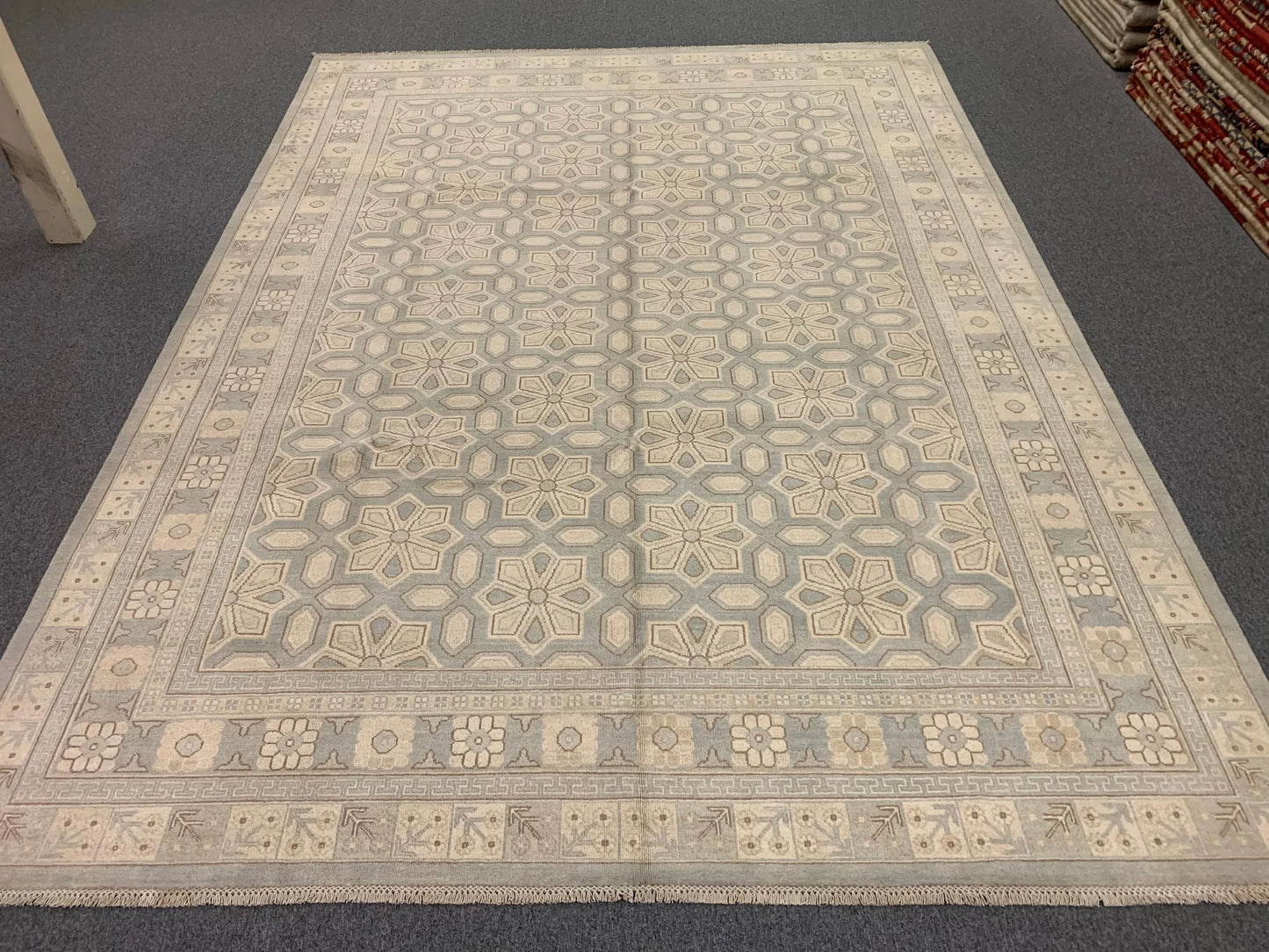Soft Light Blue Oushak 9X12 Handmade Wool Rug # 11584