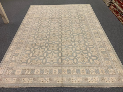 Soft Light Blue Oushak 9X12 Handmade Wool Rug # 11584