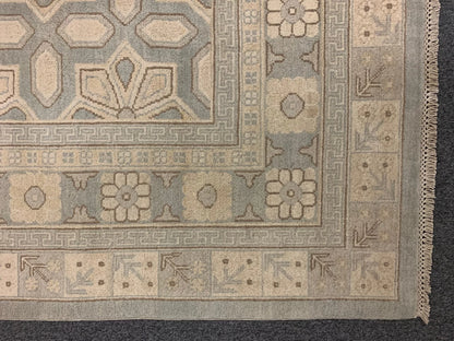 Soft Light Blue Oushak 9X12 Handmade Wool Rug # 11584