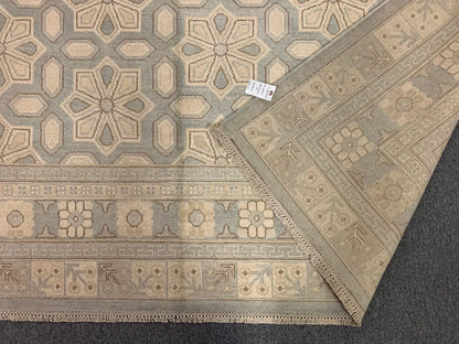 Soft Light Blue Oushak 9X12 Handmade Wool Rug # 11584