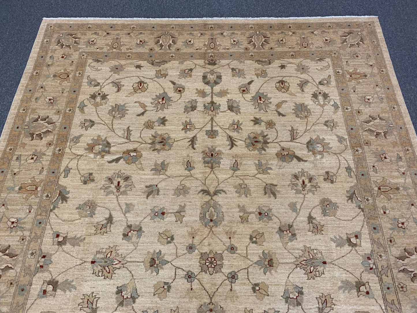 Ivory/Gold Chobi 8X11 Ziegler Handmade Wool Rug # 7960