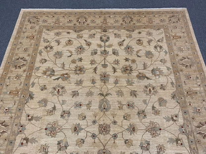 Ivory/Gold Chobi 8X11 Ziegler Handmade Wool Rug # 7960