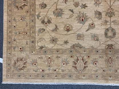 Ivory/Gold Chobi 8X11 Ziegler Handmade Wool Rug # 7960