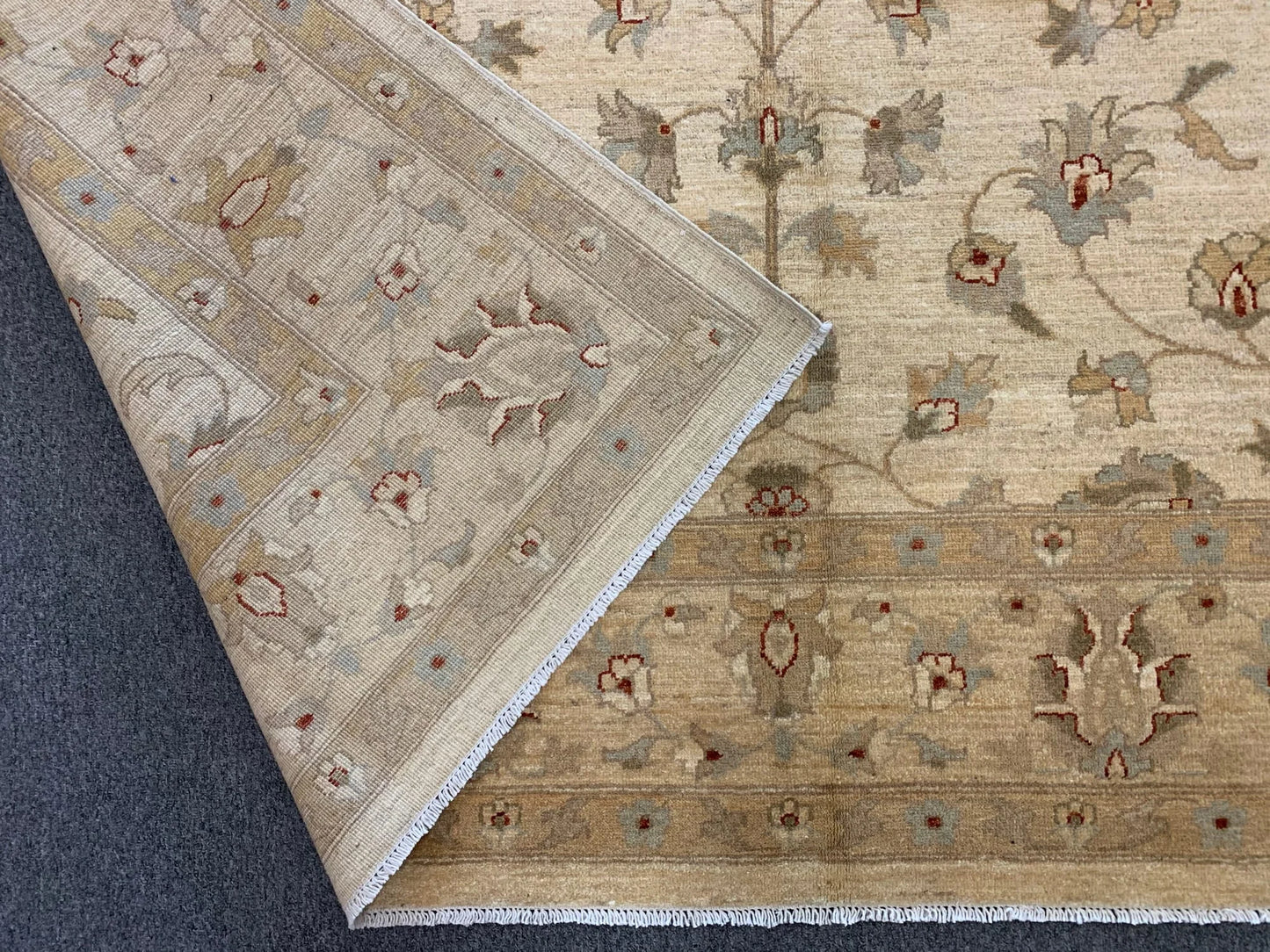 Ivory/Gold Chobi 8X11 Ziegler Handmade Wool Rug # 7960