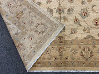 Ivory/Gold Chobi 8X11 Ziegler Handmade Wool Rug # 7960