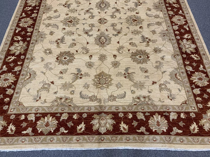 Beige/Rust 9X12 Ziegler Handmade Wool Rug # 7965