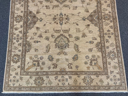 Oushak Ivory/Brown 5X7 Handmade Wool Rug # 10252