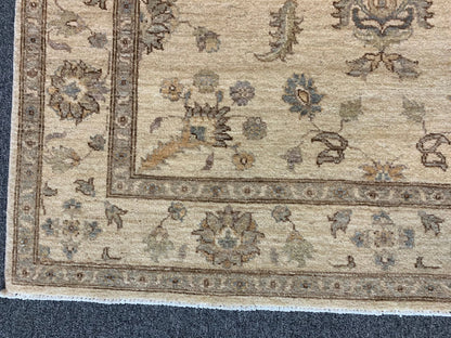 Oushak Ivory/Brown 5X7 Handmade Wool Rug # 10252