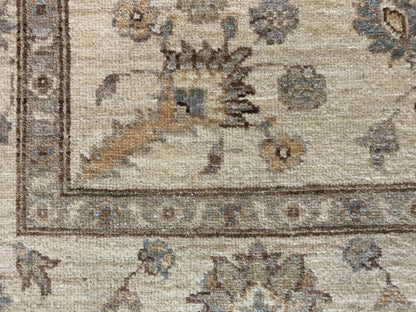 Oushak Ivory/Brown 5X7 Handmade Wool Rug # 10252