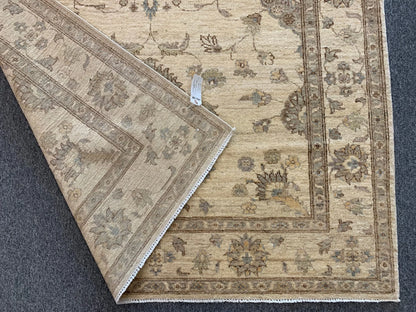 Oushak Ivory/Brown 5X7 Handmade Wool Rug # 10252