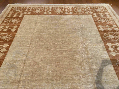 13X14 Oushak Aali Baft Handmade Wool Rug # 009869
