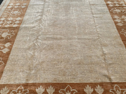13X14 Oushak Aali Baft Handmade Wool Rug # 009869