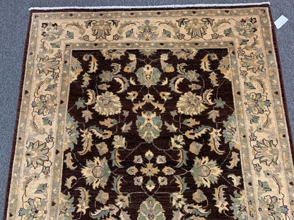 Oushak Brown 5X7 Handmade Wool Rug # 8744