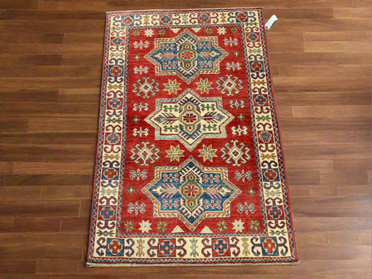3' X 5' Fine Kazak Handmade Wool Rug # 10152