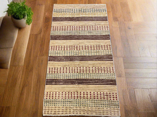 Multicolor Striped 3X6 handmade Wool Rug # 9245