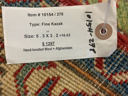 3' X 5' Fine Kazak Handmade Wool Rug # 10154