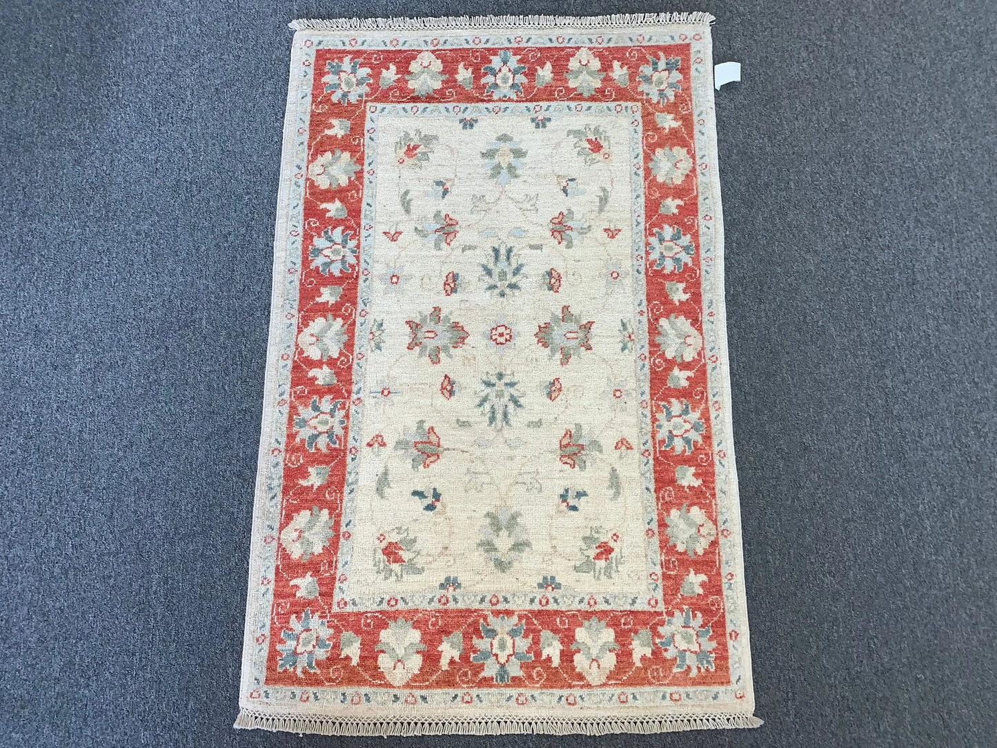 Ivory Oushak 3X4 Handmade Wool Rug # 11415