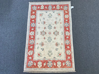 Ivory Oushak 3X4 Handmade Wool Rug # 11415