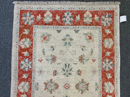 Ivory Oushak 3X4 Handmade Wool Rug # 11415