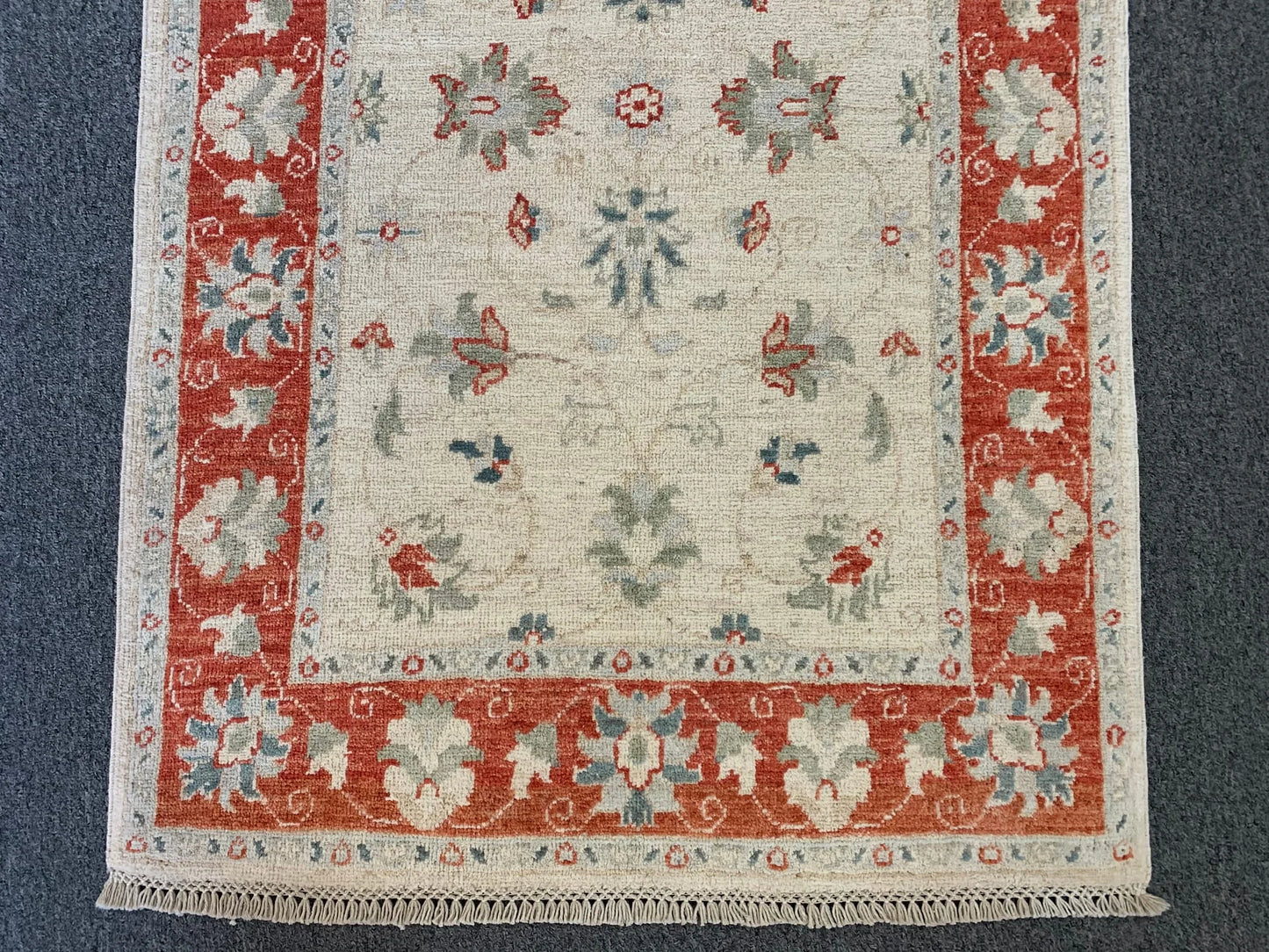 Ivory Oushak 3X4 Handmade Wool Rug # 11415