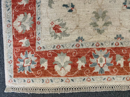 Ivory Oushak 3X4 Handmade Wool Rug # 11415