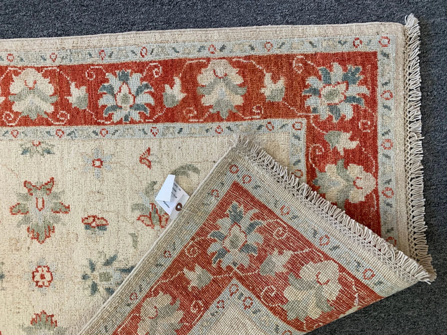 Ivory Oushak 3X4 Handmade Wool Rug # 11415