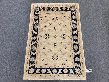 3X5 Oushak Ziegler Navy Blue Border Handmade Wool Rug # 6308
