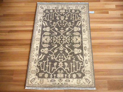 3' X 5' Oushak Natural Brown Handmade Wool Rug # 11532