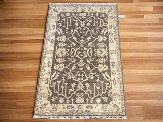 3' X 5' Oushak Natural Brown Handmade Wool Rug # 11532