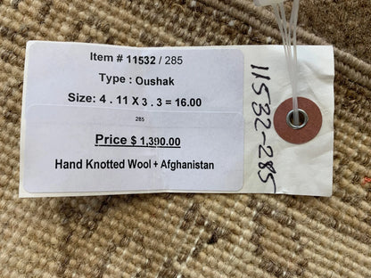 3' X 5' Oushak Natural Brown Handmade Wool Rug # 11532