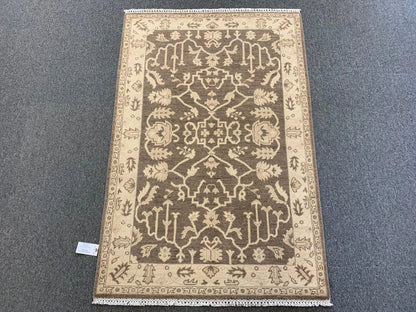 3' X 5' Oushak Natural Brown Handmade Wool Rug # 11532