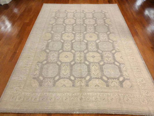10X14 Chobi White Wash Handmade Wool Rug # 11457
