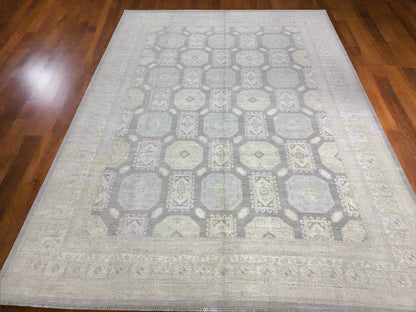 10X14 Chobi White Wash Handmade Wool Rug # 11457