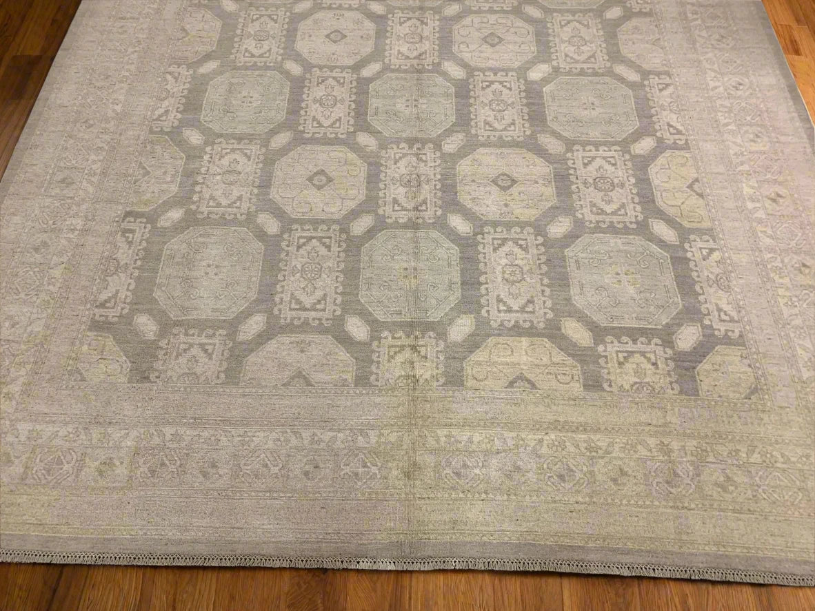 10X14 Chobi White Wash Handmade Wool Rug # 11457