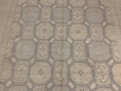 10X14 Chobi White Wash Handmade Wool Rug # 11457