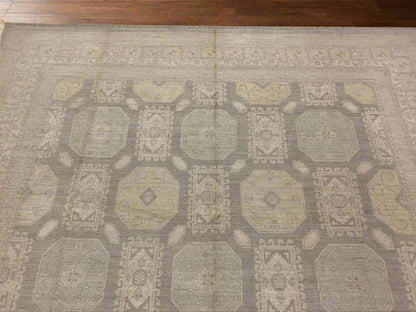10X14 Chobi White Wash Handmade Wool Rug # 11457